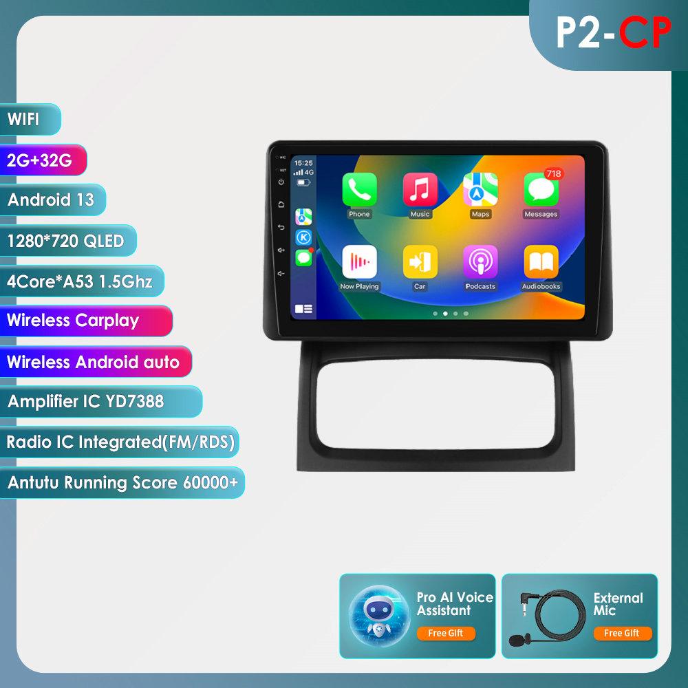 Hizpo Android 13 Autoradio für Renault Clio 2 2000-2012 kabelloses CarPlay Android Auto 2din Auto Intelligenter Bildschirm Bluetooth Autoradio DVR Kamera RDS FM P2CP 4Core 2G 32G AI