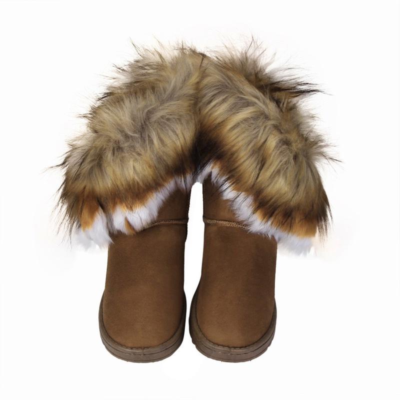 Damen-Schneestiefel, pelzgefüttert, warme Winterschuhe mit hohem Schaft 36 gelb