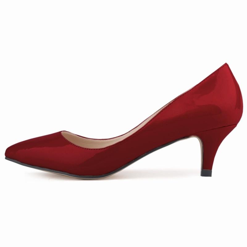 Klassische sexy spitze niedrige Med Kitten Heels Damen Pumps Schuhe Frühling Markendesign Hochzeitskleid 39 wein rot