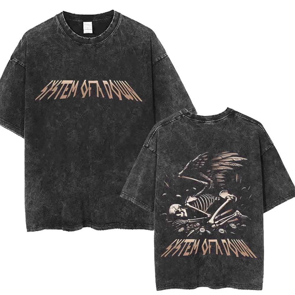 Gewaschenes Vintage System of A Down Toxicity Album Grafik T-Shirt Herren Damen Rock Alternative Metal T-Shirts Oversized T-Shirts XL gray