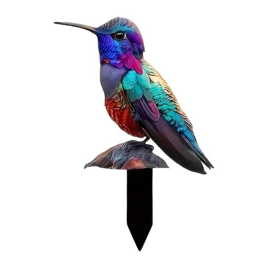 Vogel-Gartendeko-Stab, Acryl, 2D, flache Vogeldekoration, Hofkunst, wetterfester Vogelstab für Rasenflächen und Terrassen im Freien B blue