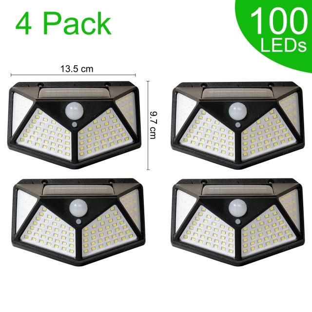 1-12PCS 100LED Solar Wand Lampe Alle Seiten Leuchtende Induktion Lampe Menschlichen Wasserdichte Outdoor Hof Treppen Licht garten Wand Lampe Dekor 4 PCS