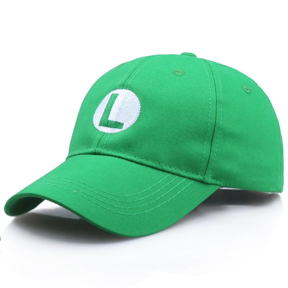 Super Schick Luigi Mario Bros Cosplay Erwachsenengröße Hut Kappe Baseball Kostüm Hüte grün