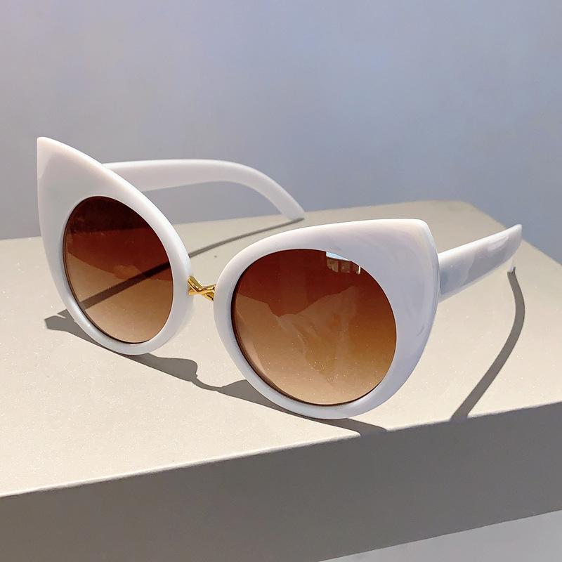 Vintage Cat Eye Sonnenbrille Frau Shades Schmetterling Sonnenbrille Für Weibliche Mode Übergroße Cateye Sonnenbrille UV400 weiß