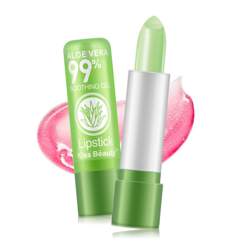 Aloe Vera Lippenstift Farbwechsel Lippenbalsam Feuchtigkeitsspendend Wasserdicht Anti-Trockenrissig Temperaturwechsel Lippenstift 3.5g