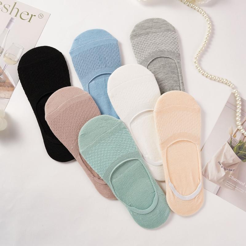 Sommer Ultra-dünne Atmungsaktive Socken Hausschuhe Einfarbig Low Cut Boot Socken Silikon Anti-slip Unsichtbare No Show Socken 7 pairs bunt