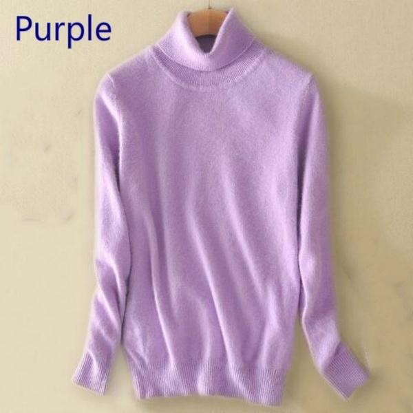 Pullover aus reinem Kaschmirwolle für Damen, gestrickt, Rollkragen, Kaschmirpullover, Pullover, Elastizität, Pull Femme, Stehkragen, Strickpullover 3XL violett