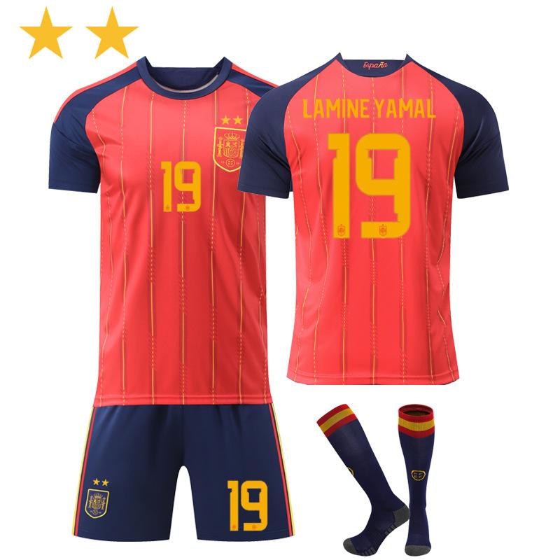 Jugendliche Kinder Erwachsene Fußballtrikots Sport Trainings-Trikot Set mit Socken 2026 FIFA Weltmeisterschaft Spanien Heim #19 20