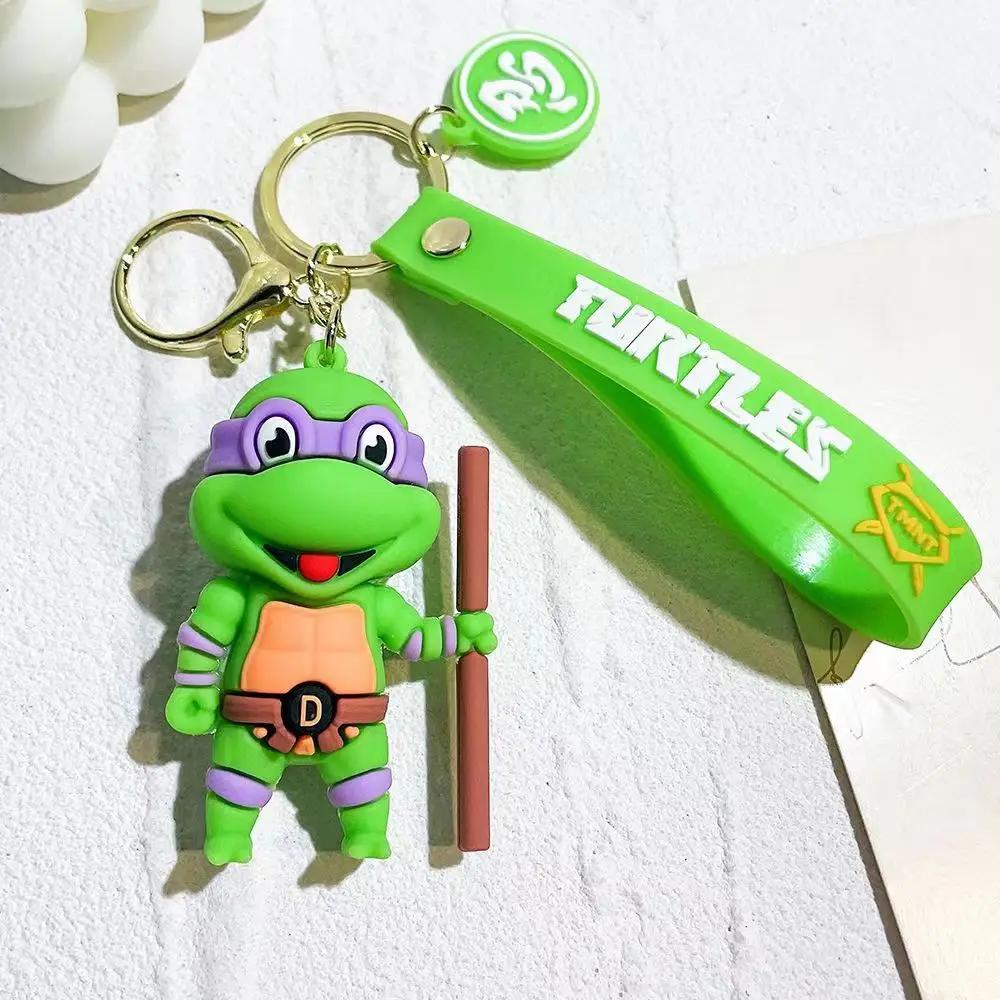 4 Stück/Set Anime Ninja Turtle Figur Schlüsselanhänger Teenage Mutant Ninja Turtles Raphael Donatello Schlüsselring Auto Schlüssel Tasche Ornament Geschenk