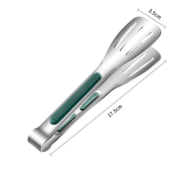 Rutschfeste Lebensmittelzange aus Edelstahl, Fleisch- und Brotklammer, Grill- und Buffet-Klemme, Kochutensilien, Küchenzubehör, Zange mit Silikongriff 7 inch silber