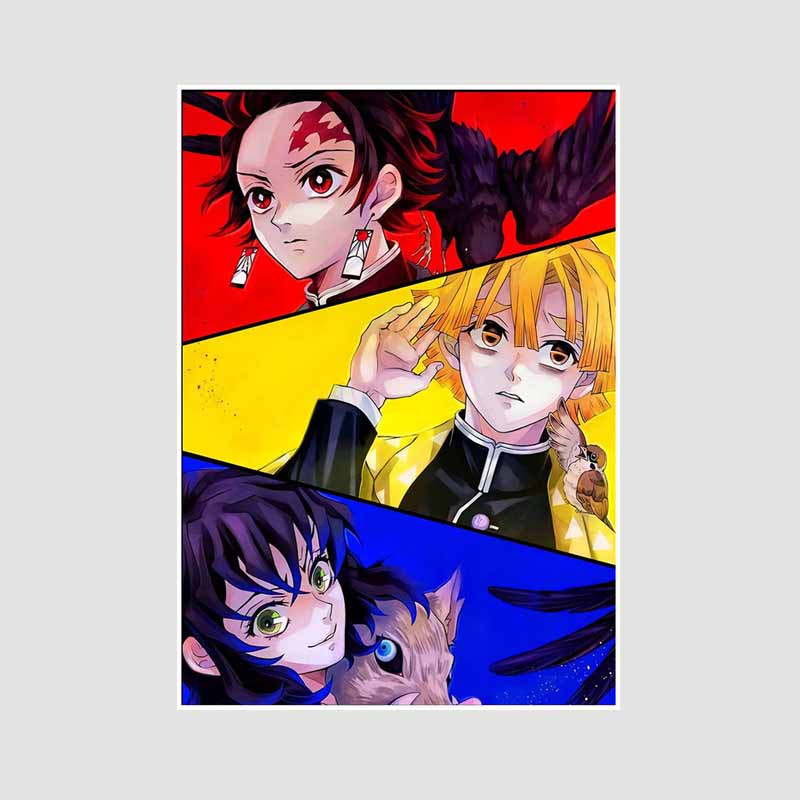 Japanischer Comic-Film Demon Slayer: Mugen Train Anime Poster Kimetsu No Yaiba, weißes Papier, Poster, Kunst, Malerei, Wanddekoration, Wandbild, Wohnkultur 42x30cm