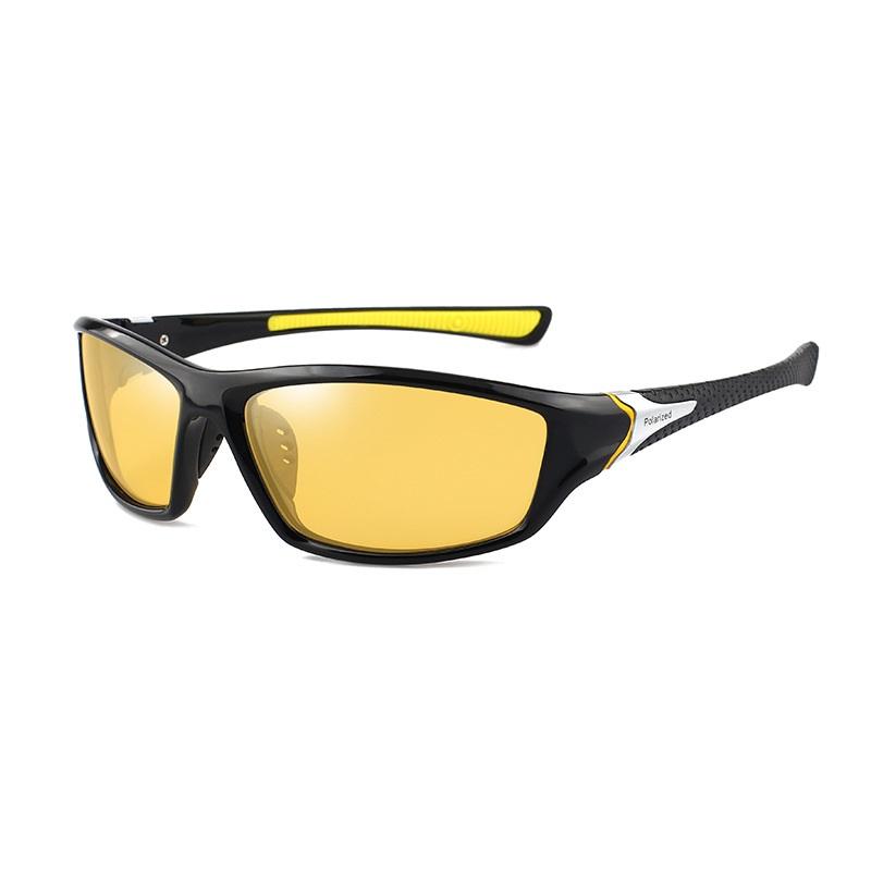 Klassisches Design Herren-Sport-Sonnenbrille, blendfreie polarisierte Sonnenbrille, UV400-Schutz, Reiten, Radfahren, Fahren gelb/schwarz