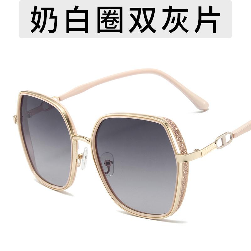 Neue Übergroße Rahmen Sonnenbrille Damen Vintage Mode Bling Sonnenbrille Für Damen Trend Brille Schützen Outdoor Brille UV400 weiß