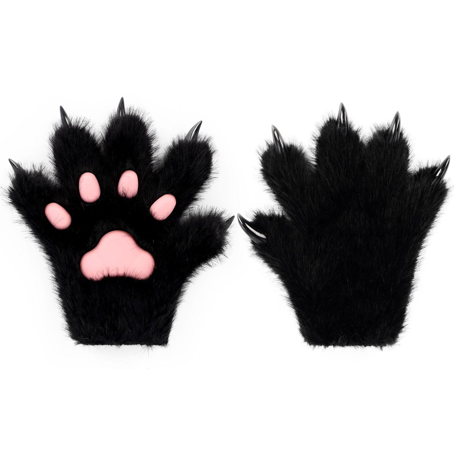 Pelziges Fell Katze Wolf Fuchs Hund Pfoten Krallen Cosplay Handschuhe Fäustlinge Hände Kostüm Cosplay Kig Requisite Halloween Weihnachten Für Kinder Geschenk One Size