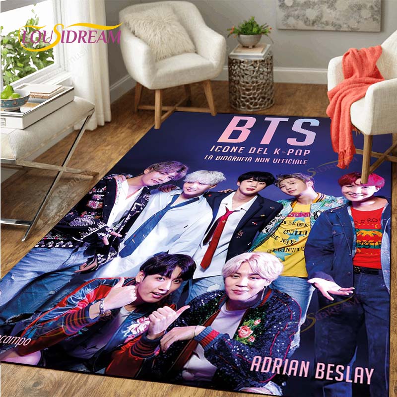 Kpop Bangtan Boys Teppich für Wohnzimmer Weiche BTS Fußmatte Teppiche für Schlafzimmer Fußmatte Rutschfeste Teppiche Badezimmermatte Teppich 160cm x 230cm