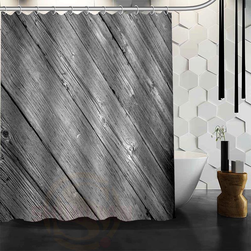 Benutzerdefiniert Der alte Wald, farbiges Holz Duschvorhang Wasserdicht Polyestergewebe Benutzerdefinierter Badezimmervorhang Haken 150x200cm bordeaux