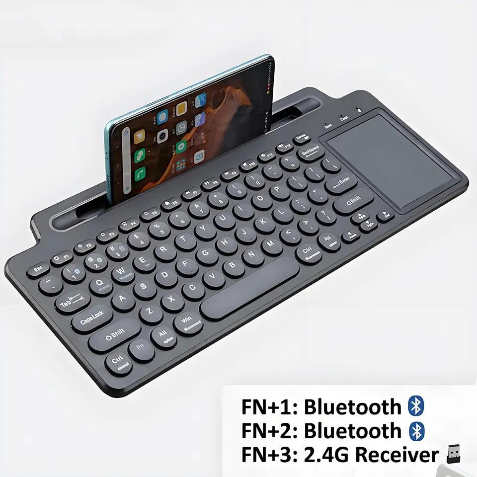 Tri-Mode Dual Bluetooth Tastatur 2.4G Bluetooth Tastatur Drahtlose Tastatur mit Touchpad Gaming-Tastatur mit Kartensteckplatz für Windows Android IOS Tablet