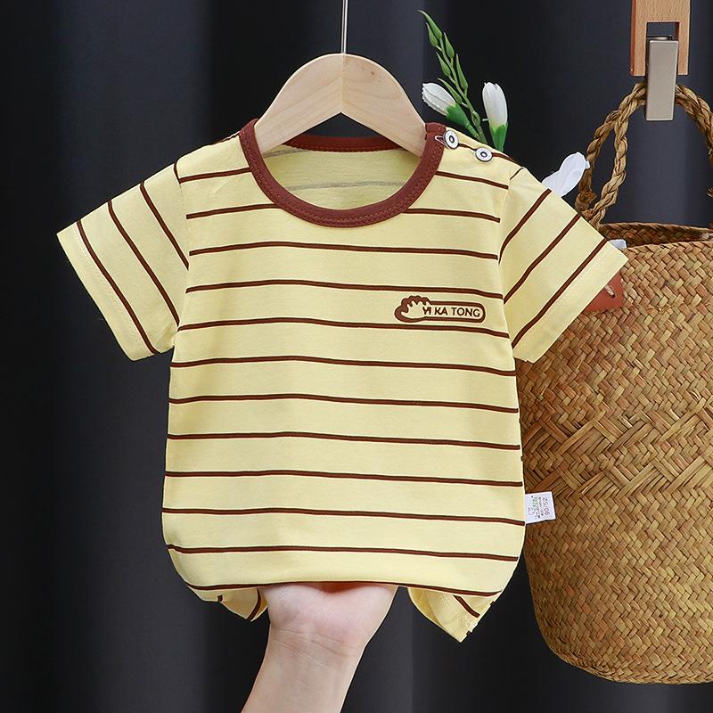 Kinder süße Baumwolle Kurzarm T-Shirt Tops Kinder Kleidung Baby Kleidung Cartoon Pullover 73CM banane gelbe