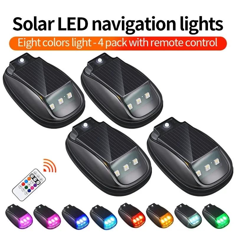 Auto-Dach-RGB-Stroboskoplicht mit Fernbedienung Wasserdichte Innenraum-Autolichter Kabellose Intelligente LED-Stroboskoplichter Solarbetriebene Flugzeug-Warnlichter 4Pcs with Remote