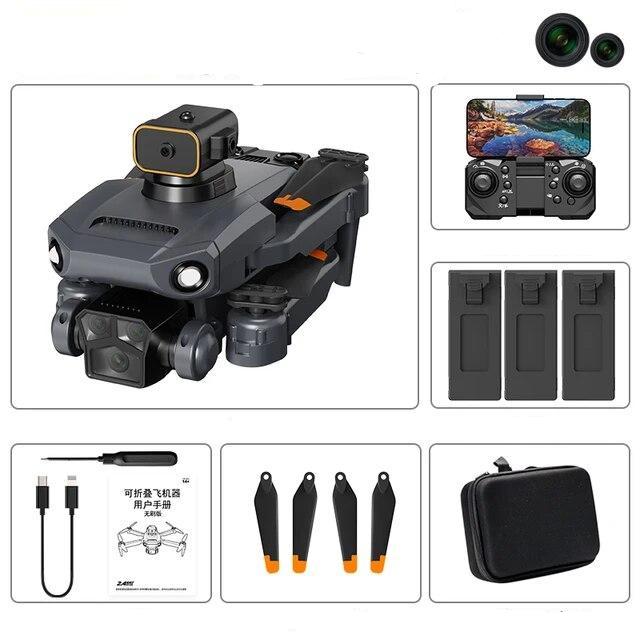 Neue P8 Pro Brushless-Drohne mit Hindernisvermeidung ESC Dual-HD-Kamera WIFI FPV Faltbarer Quadcopter Geschenkspielzeug für Kinder 3B schwarz