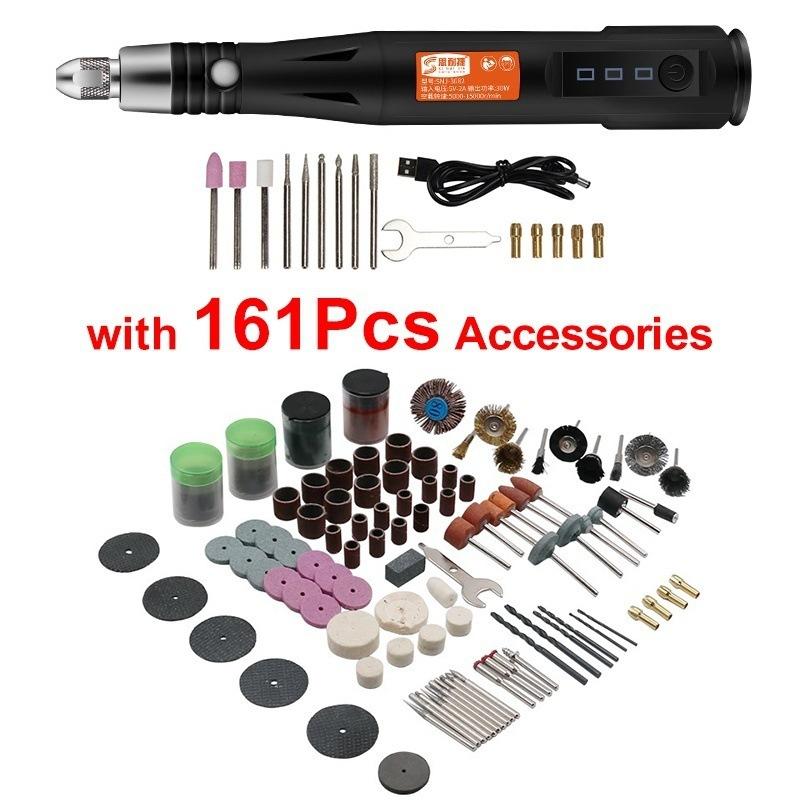 Handgehaltene Mini-Elektroschleifmaschine, Bohrer-Gravierstift-Poliermaschine mit 161 Stück/105 Stück/16 Stück rotierendem Werkzeugzubehör, DIY-Set 161 bunt