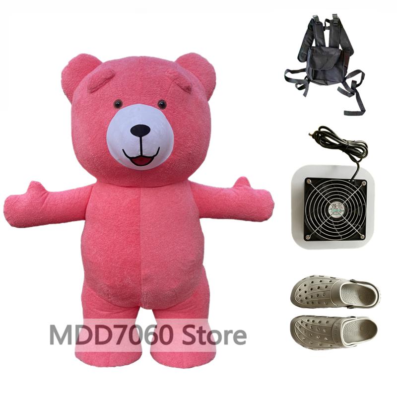 Riesenpanda aufblasbares Kostüm Straße lustig Eisbär Maskottchen Kostüm Party Rollenspiel Plüsch aufblasbares Maskottchen Kostüm 200cm pink