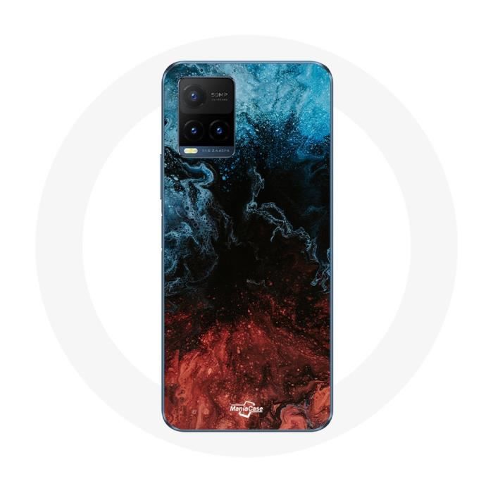Coque pour Vivo Y21s 2021 / Y21 2021 fond de texture abstraite rouge noir bleu
