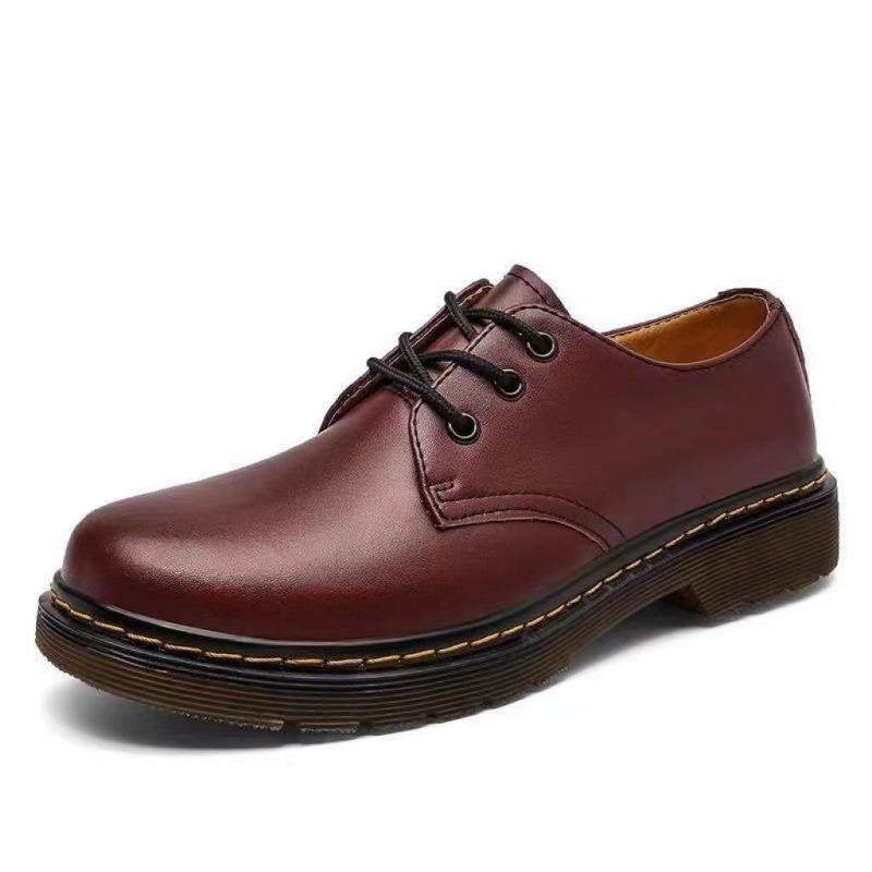 Modische Herrenschuhe aus Leder, Luxus-Outdoor-Marke, dicke Sohle, lässige Oxford-Schuhe für Männer, Schnürhalbschuhe, Rindersehnen-Laufsohle, Arbeitsschuhe 37 rot