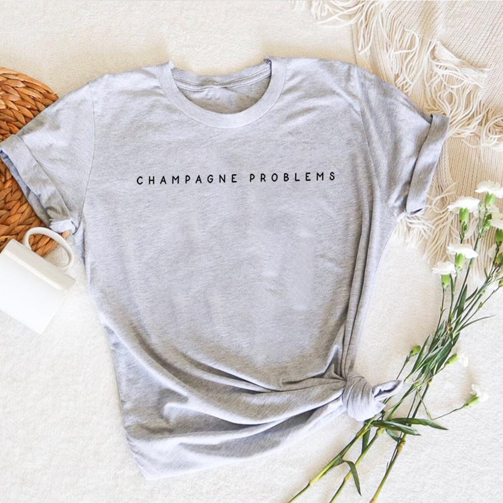 Champagne Problems T-Shirt Evermore Shirts Musik Shirts Grafik T-Shirts Damen Kurzarm Tops S grau