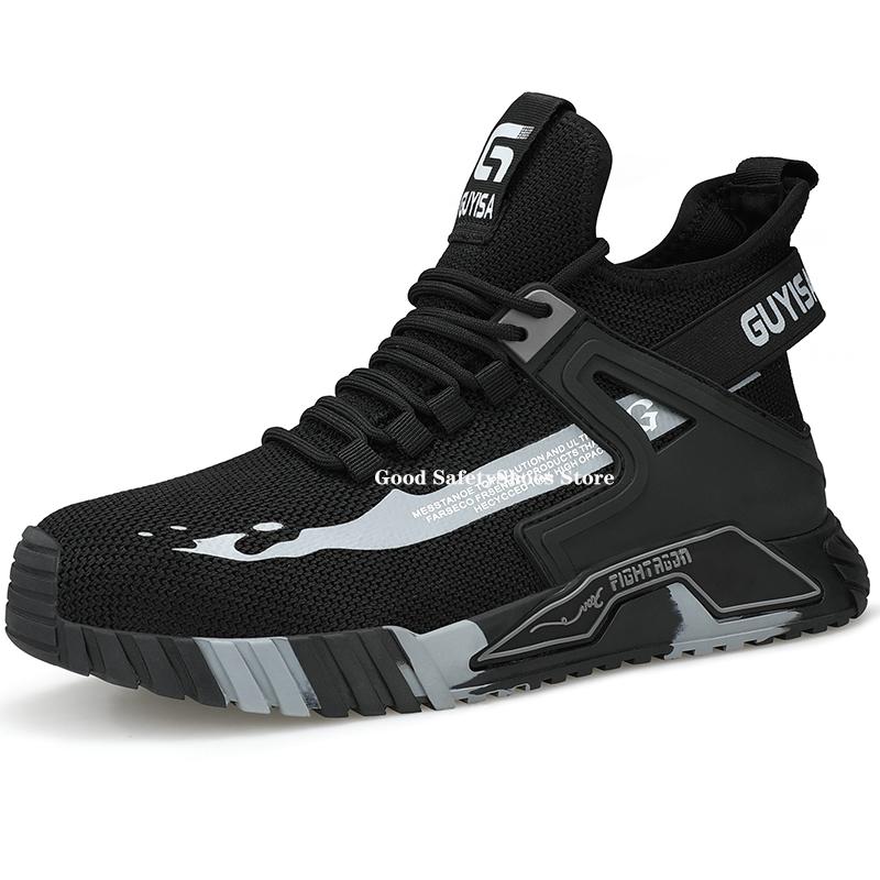 Modische Sicherheitsschuhe für die Arbeit Sicherheitsstiefel mit Stahlkappe Unzerstörbare Arbeitsstiefel für Herren Bauschuhe Herren Sport-Sicherheitsschuhe 43