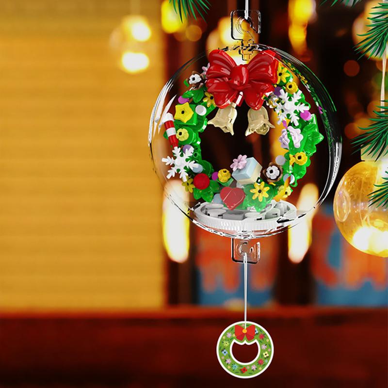 Weihnachtsgeschenk Laterne Baustein Montagespielzeug Schneemann Kugel Laterne Anhänger Windspiel Kinder Weihnachtsgeschenk white