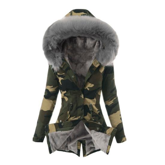 Frauen Winter Unten Mantel Faux Pelz Fleece-gefüttert Zip-up Drücken Sie Knopf Verschluss S grau