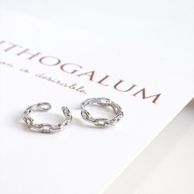 LKO Echt 925 Sterling Silber Trendy Ohr Manschette Für Mädchen Retro Kreis Clip-on Einfache Ohrringe Für Frauen Schmuck silber