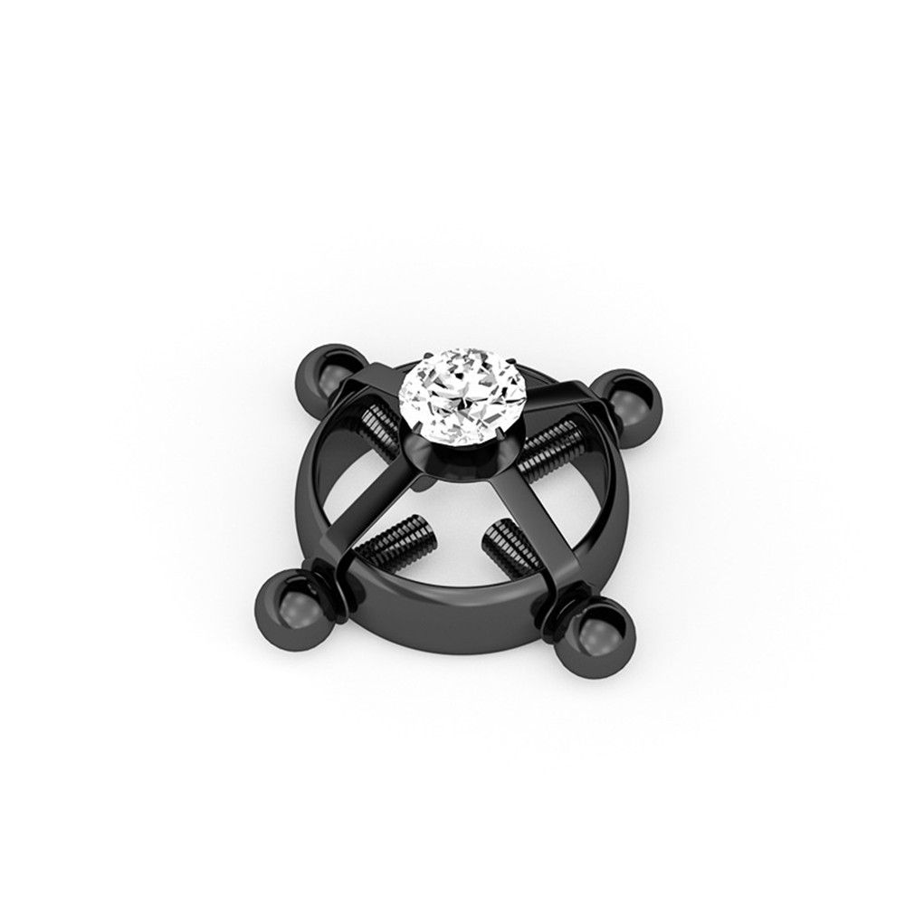 Frauen Sexy Verstellbare Schraube Fake Clip On Körperschmuck Fake Piercing Nippelring Nicht Piercing schwarz