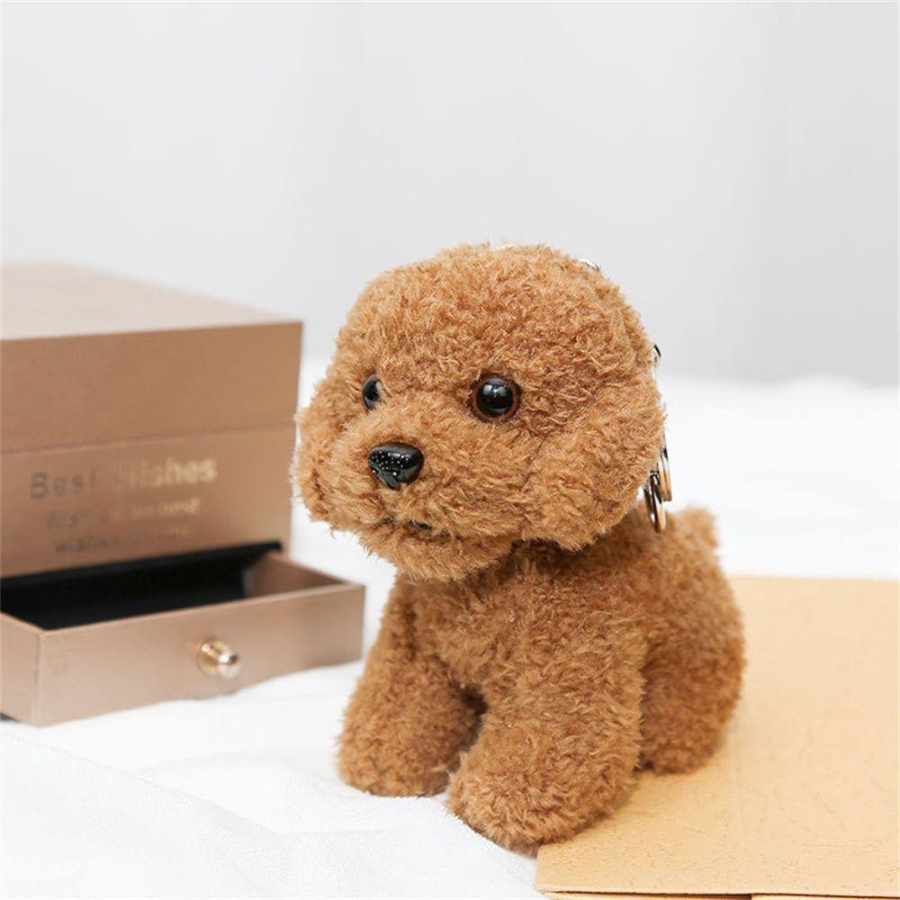 Kinderspielzeug Schlüsselanhänger Stofftiere 12cm Hund Schlüsselanhänger Hund Plüschtiere Hund Schlüsselanhänger Kleiner Anhänger dark brown