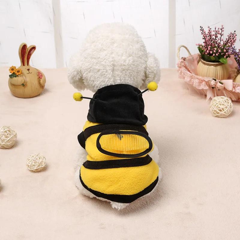 Haustier Niedliche Bienen Hundekleidung Katze Cosplay Pullover Kleidung Weich Bequem Welpen Hoodies Lustiges Kostüm für Teddy Pudel Warme Kleidung 20 gelb
