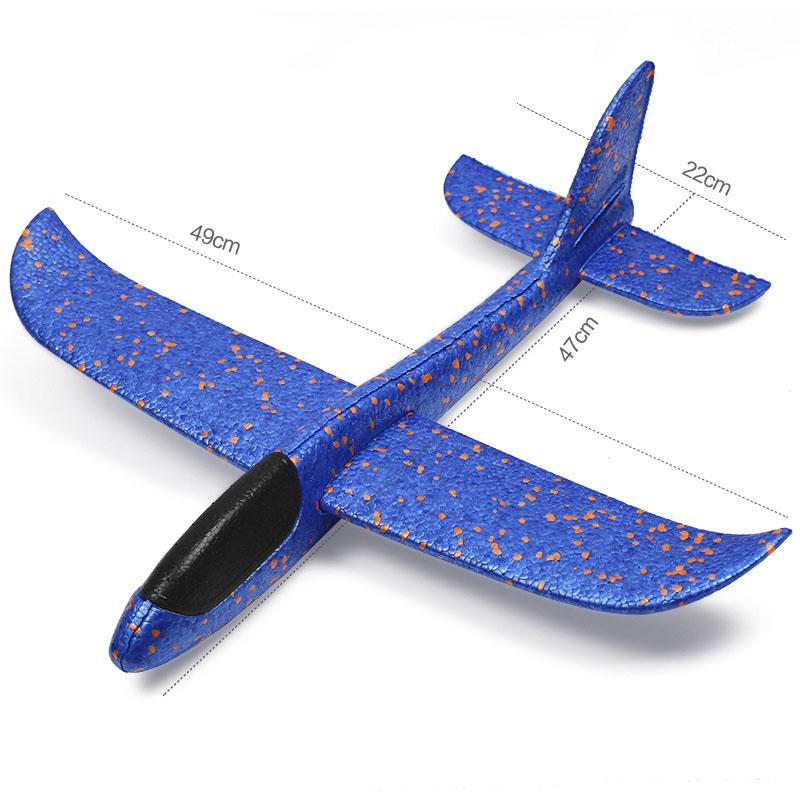 48CM Großes EPP-Schaumstoff-Handwurf-Flugzeug Schaumstoff-Kreisel-Stunt Druckfestes Modellflugzeug Outdoor-Spielzeug für Jungen Kinder blue