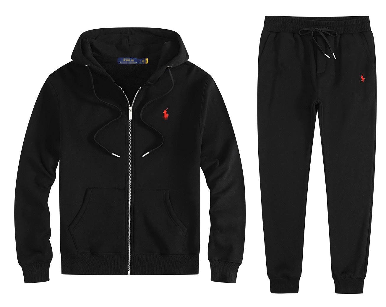 Herren RL Fleece-gefüttertes Reißverschluss-Kapuzensweatshirt und Jogginghosen Set M for 100-120 lbs