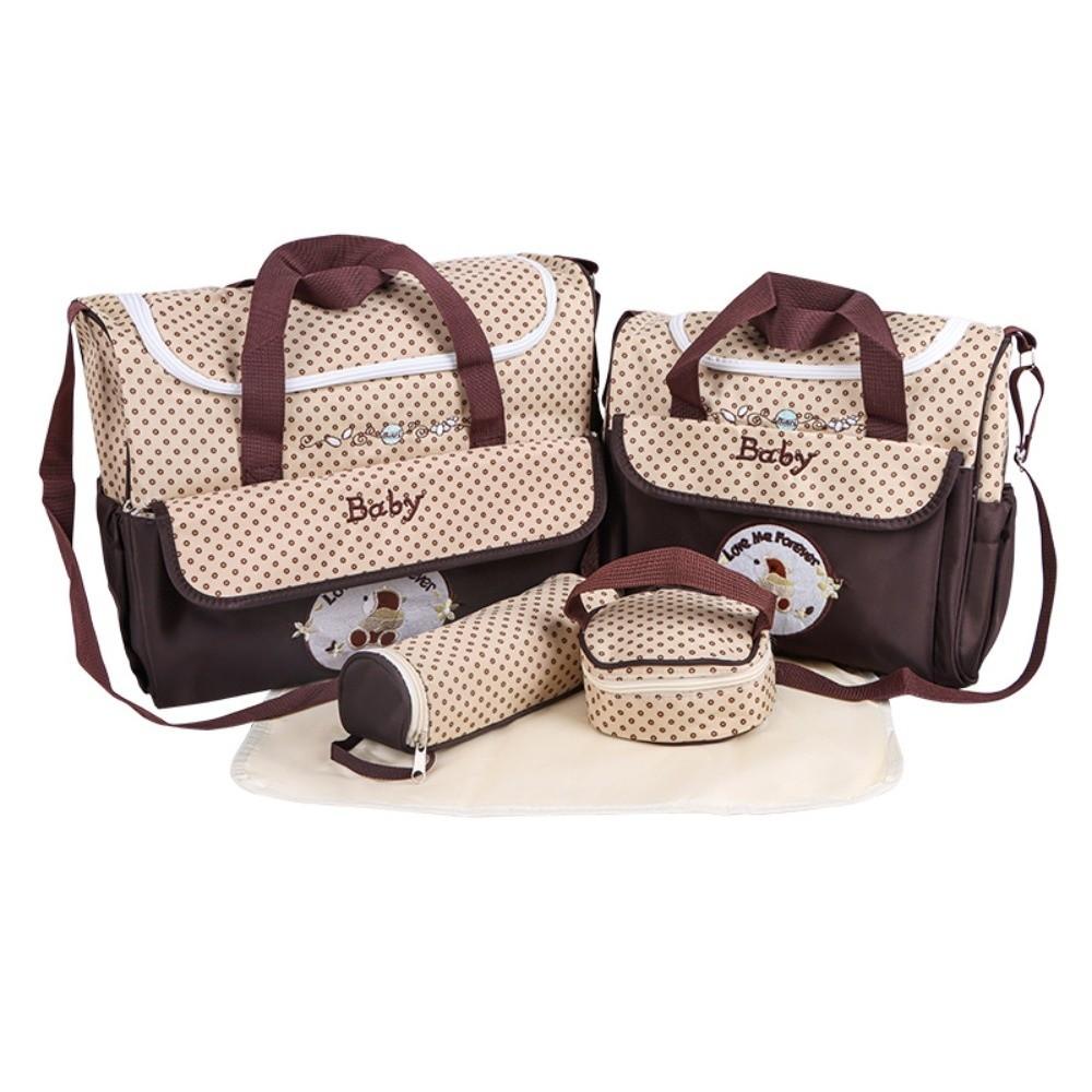 5 Stück/Set Große Kapazität Baby Wickeltasche Multifunktionale Umhängetaschen Neue Schultertasche Reisen Coffee-5pcs
