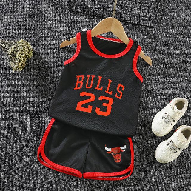 Sommer Mode Jungen Mädchen Sets Kleinkind Baby Kleidung Basketball Sport Outdoor Trainingsanzüge 100cm schwarz