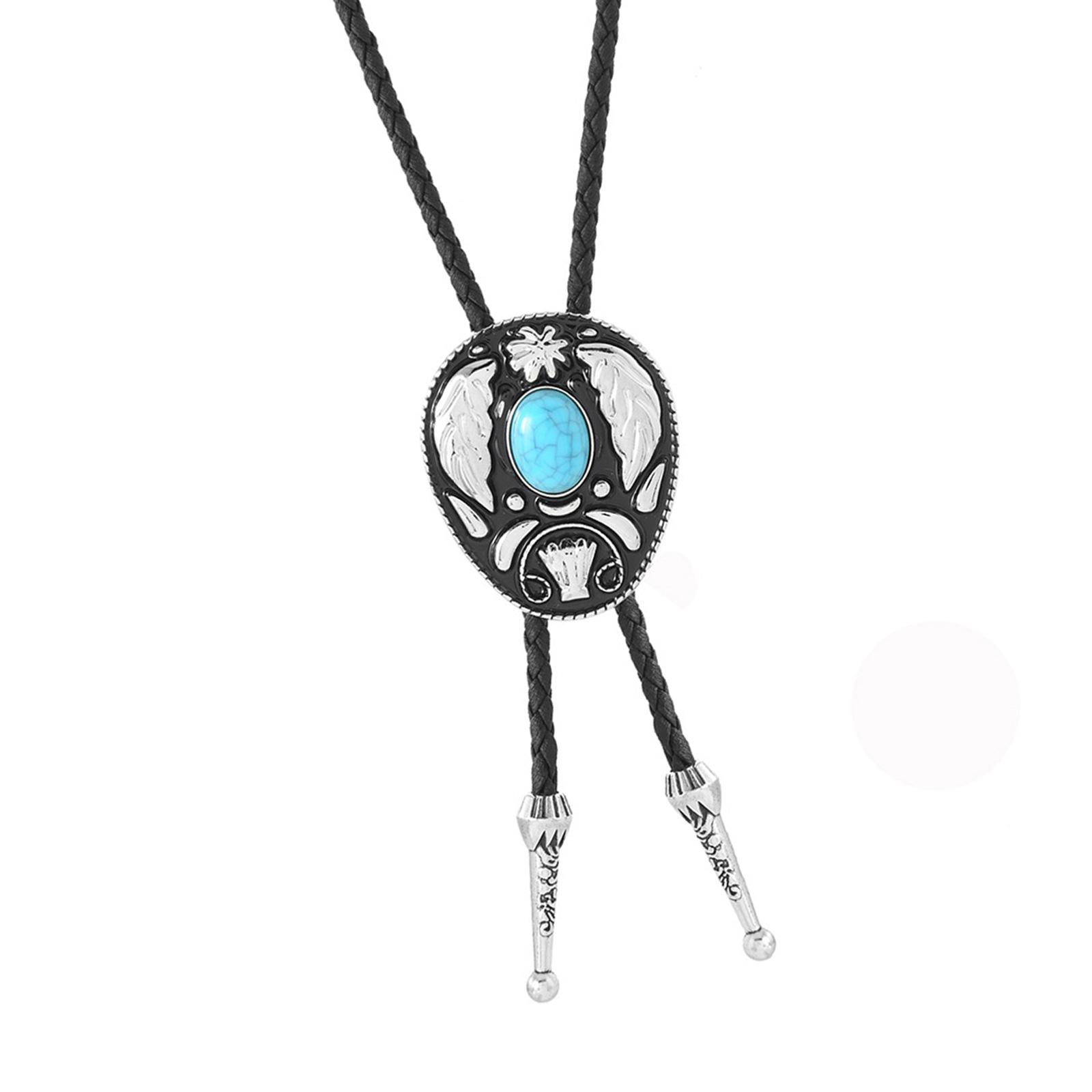 Geflochtene Schnur Bolo Krawatte mit Gravur Stein Anhänger Cowboy Krawatte Halskette Landhausstil Bolo Krawatte Cowboy 1 bronze