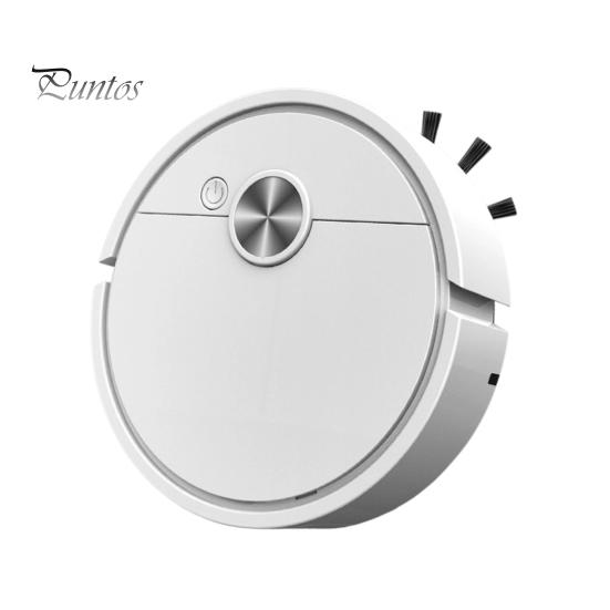 Tragbarer Auto-Staubsauger Mini-Roboterreiniger, 3-in-1 Kehr-Wisch-Roboterstaubsauger, Kompakter Reiniger Schlank Kabellos Selbstaufladend Wischmopp für Zuhause Hartboden Battery weiß