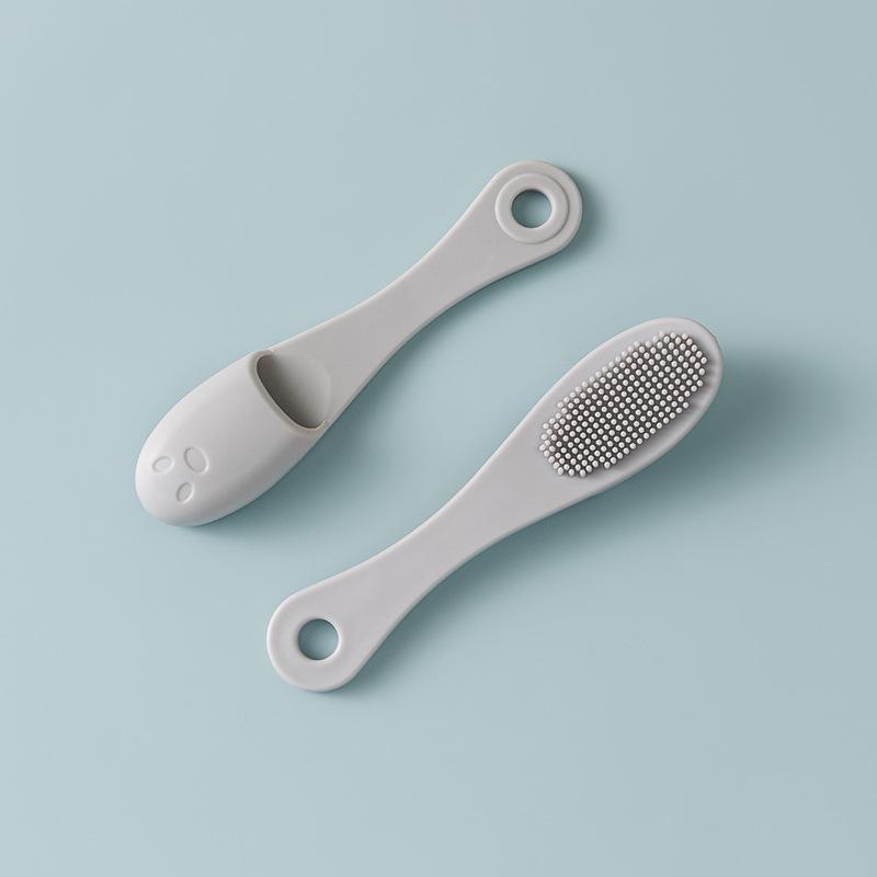 Mini Silikon Mitesser Akne Reinigungsbürste Weiche Haare Make-up Pinsel Schönheit Gesichtsreinigung Nasenporen Bürste Reinigung Fingerlinge 1PCS grau