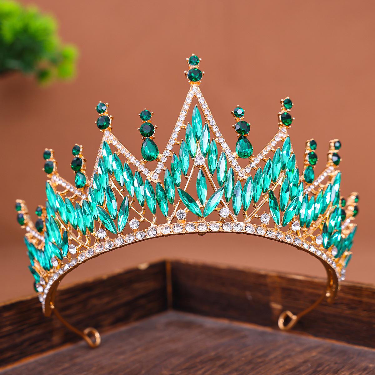 Braut Legierung Krone Haaraccessoire Strass Pferdeaugen Krone Kopfschmuck Hochzeitskleid und Abendkleid Studio Haaraccessoire blue