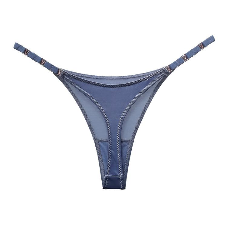 Frauen Tanga Liebe Brief Strass Gürtel G-String Mode Low-Rise Tanga Shorts Slip Sexy T-Back String Spitze Unterwäsche M blau