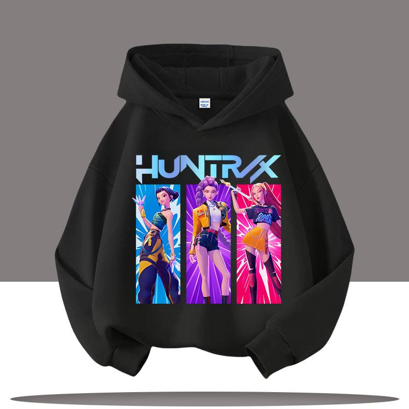 Y2K KPop Demon Hunters Hoodies Kinder Jungen Rumi KPop Demon Hunters Hoody Herbst Casual Lange Kleidung Kinderkleidung 130cm schwarz