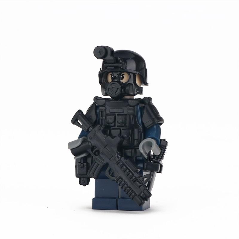 Militärische Spezialeinheitspistole, moderner Soldat, Polizei, MOC, SWAT, Militärwaffen, Minifiguren, Baustein, Kinderspielzeug blau