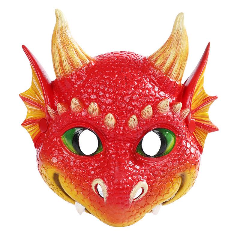3D Tier Drachen Maske Halloween Maske Kinder Cosplay Karneval Kopf Abdeckung Maskerade Kostüm Party Dekorationen Für Kinder Teenager rot
