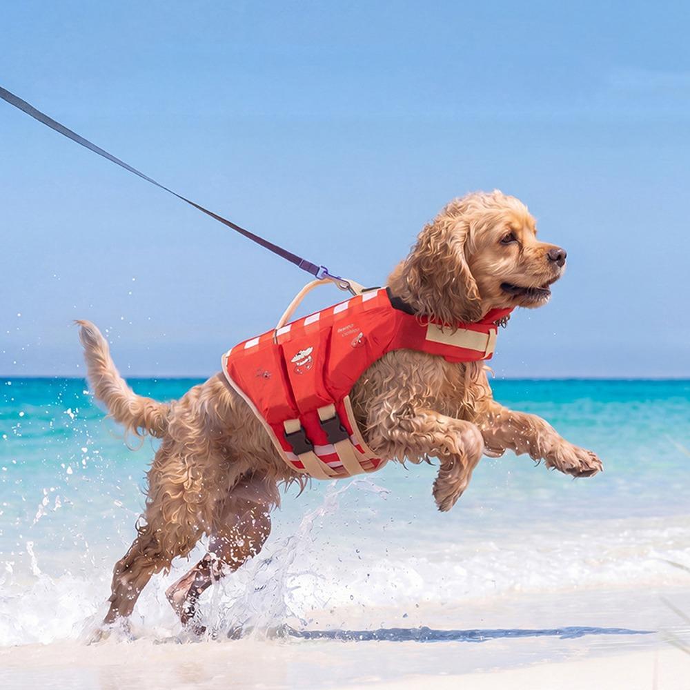 Verstellbare Hunde-Schwimmweste Atmungsaktive Hunde-Rettungsweste Sicherheit Haustier-Schwimmweste Strand M rot
