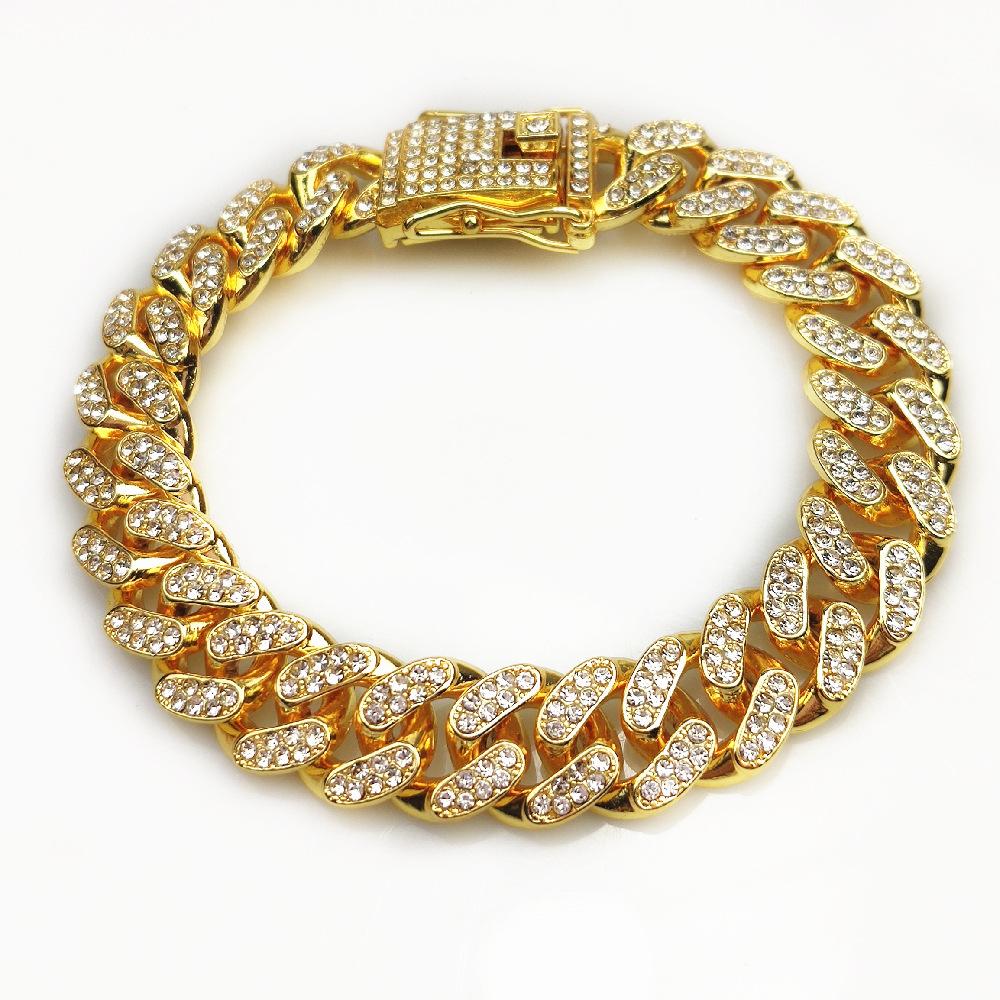 Personalisierte Hundehalsbänder für kleine, mittelgroße und große Hunde, Katzen, Goldkette, Diamant-Kabinehalsband mit Design, sichere Schnalle, Haustierhalskette 70cm-28inch gold